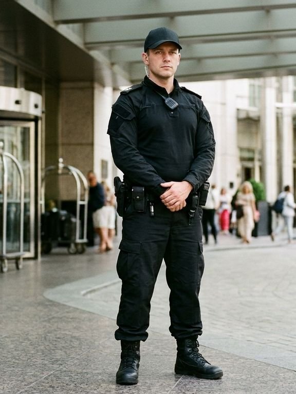 Agent de sécurité en tenue noire
